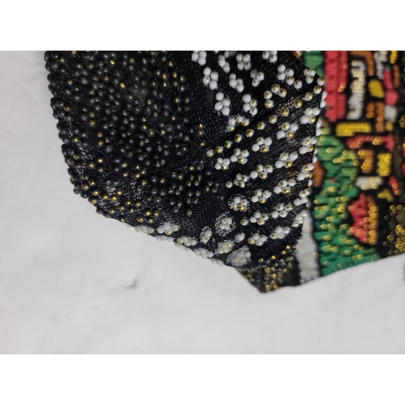 Vintage JERUSALEM Beaded Ornate Drawstring Purse Tote Bag Holy Land Mosque Camel - Picture 6 of 7